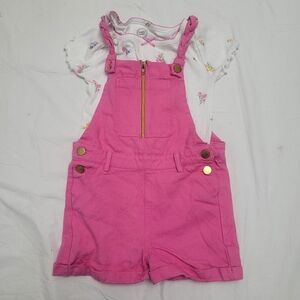 Pink Shorts Jumper, Size 5/6 And Floral White T-shirt, Size 6-6X
